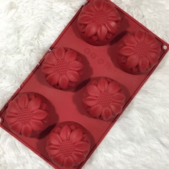 Set of 3 Silicone Sunflower Square Oval Cupcake Soap Muffin Molds - Picture 2 of 9